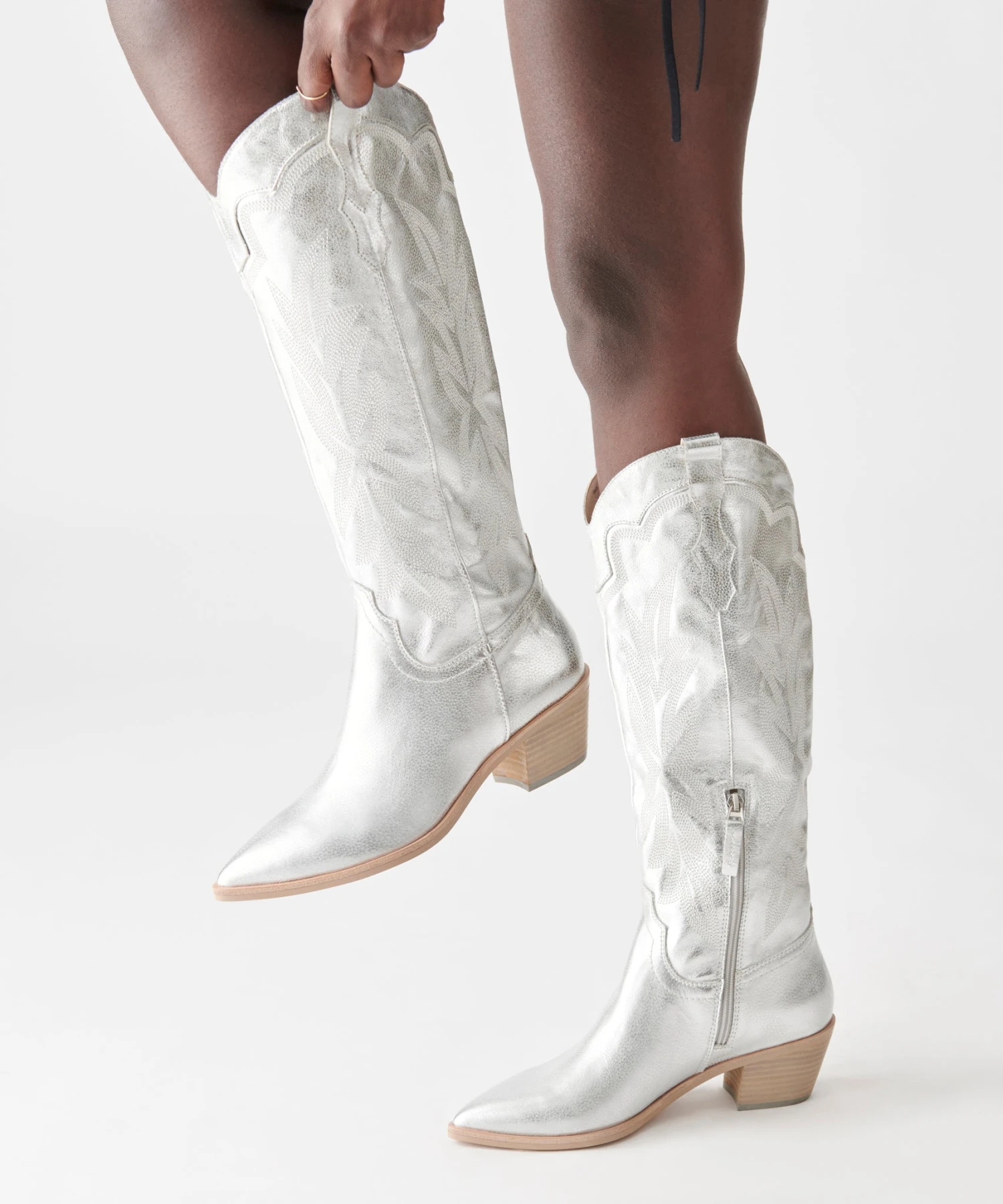 SHIREN BOOTS SILVER METALLIC SUEDE - Image 4