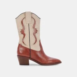 SUZZY BOOTS BROWN EMBOSSED LEATHER