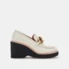 BRENAN WEDGES OFF WHITE LEATHER