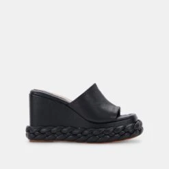 ELENE WEDGES BLACK LEATHER