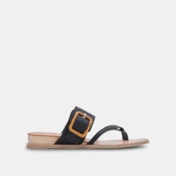 PERRIS SANDALS BLACK EMBOSSED LEATHER