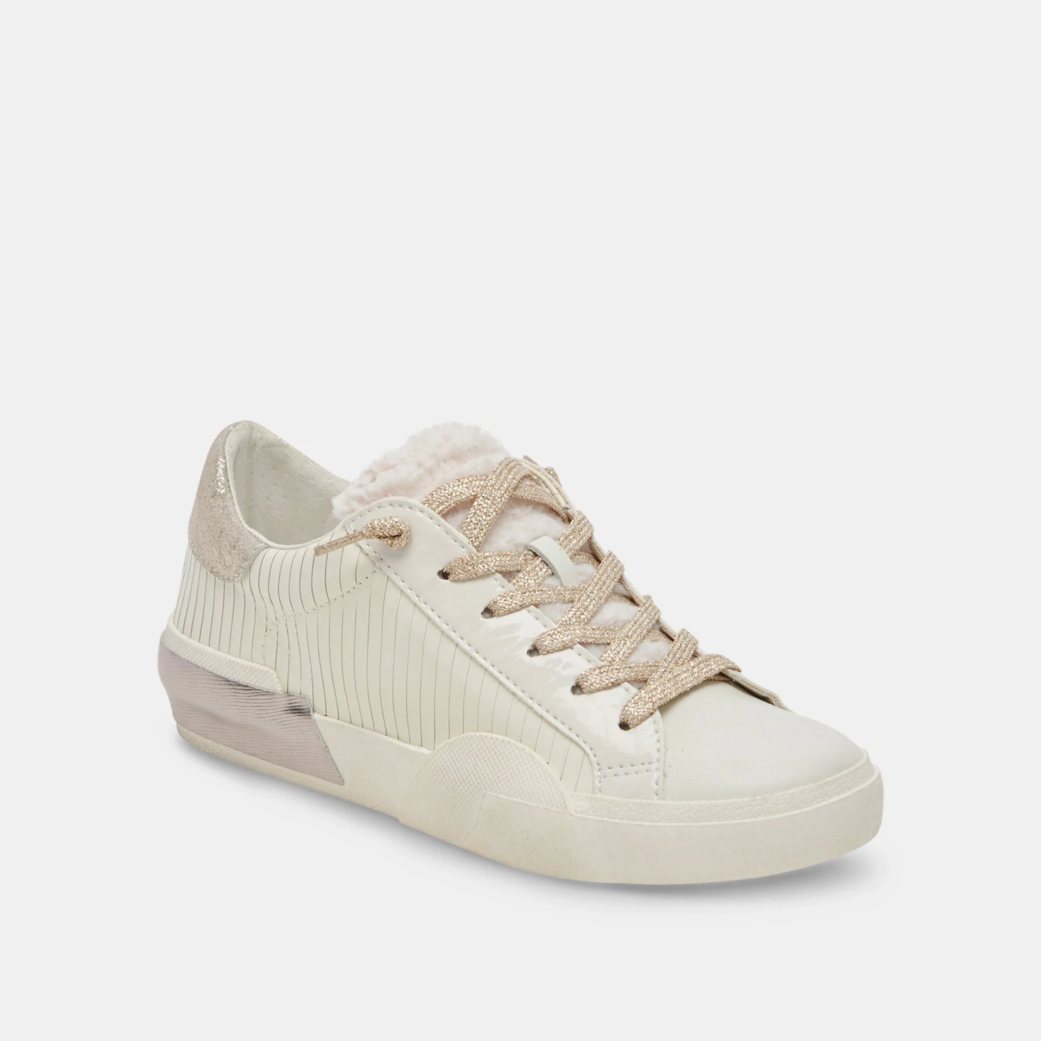 Dolce Vita ZINA PLUSH SNEAKERS WHITE SLICED LEATHER - Image 2