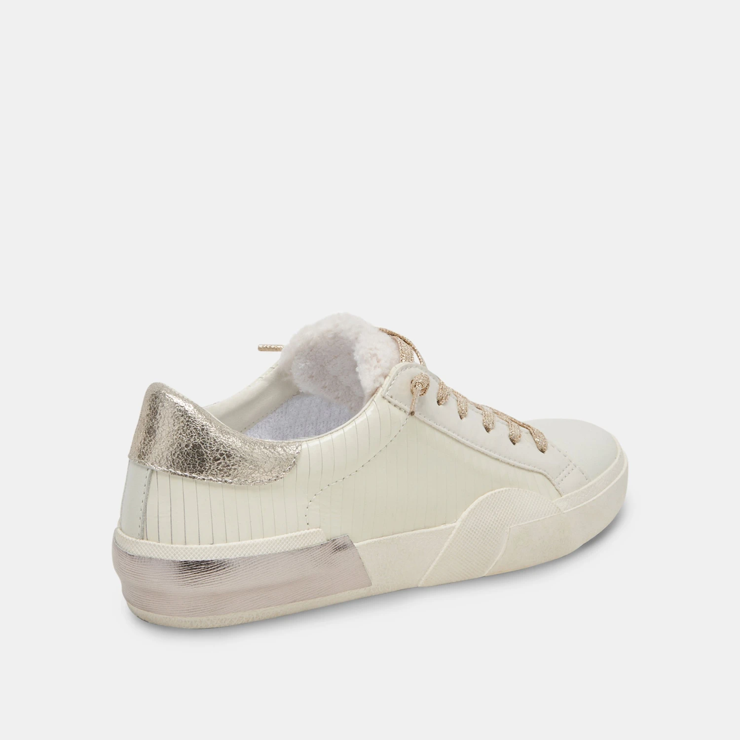 Dolce Vita ZINA PLUSH SNEAKERS WHITE SLICED LEATHER - Image 3