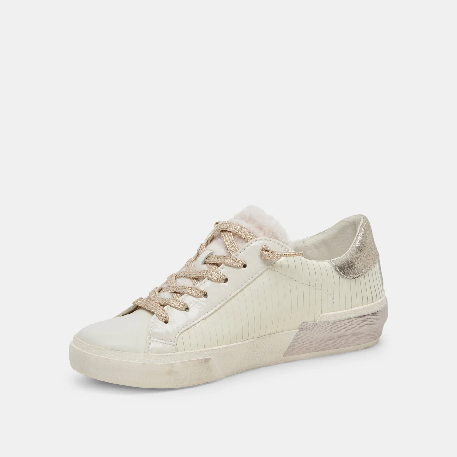Dolce Vita ZINA PLUSH SNEAKERS WHITE SLICED LEATHER - Image 4