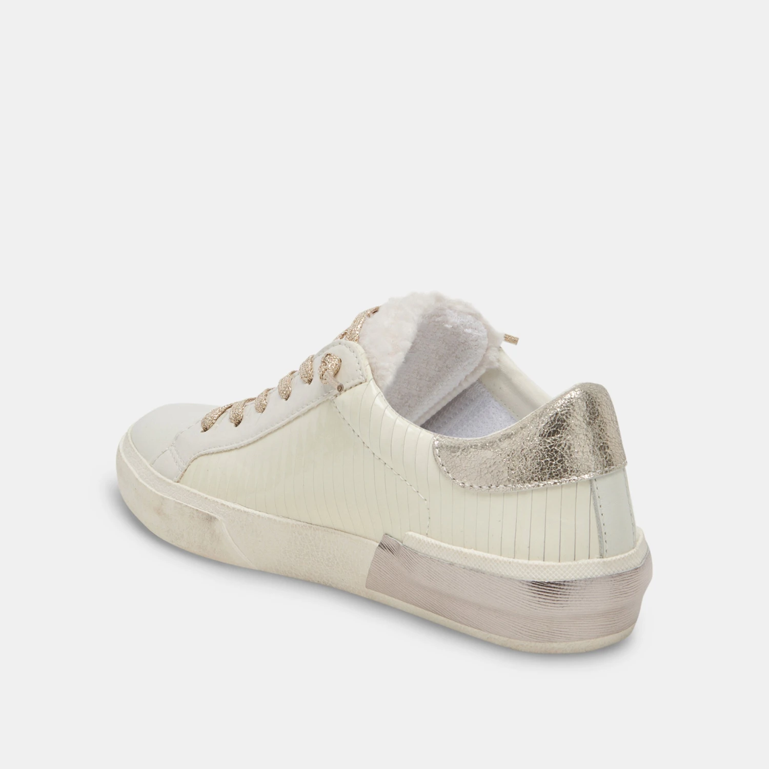 Dolce Vita ZINA PLUSH SNEAKERS WHITE SLICED LEATHER - Image 5
